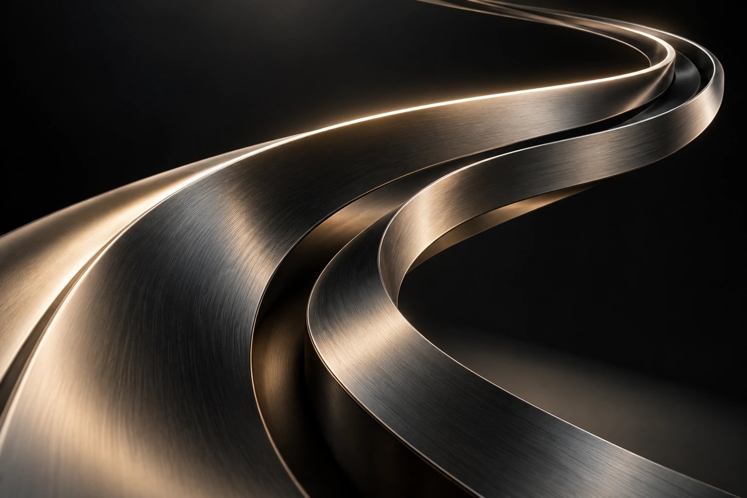 Graphite metal ribbons following a smooth trajectory edged with light
